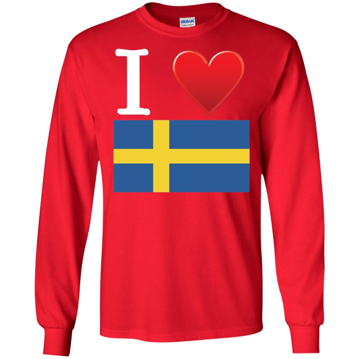 I Heart Love Sweden Flag T-shirt Red