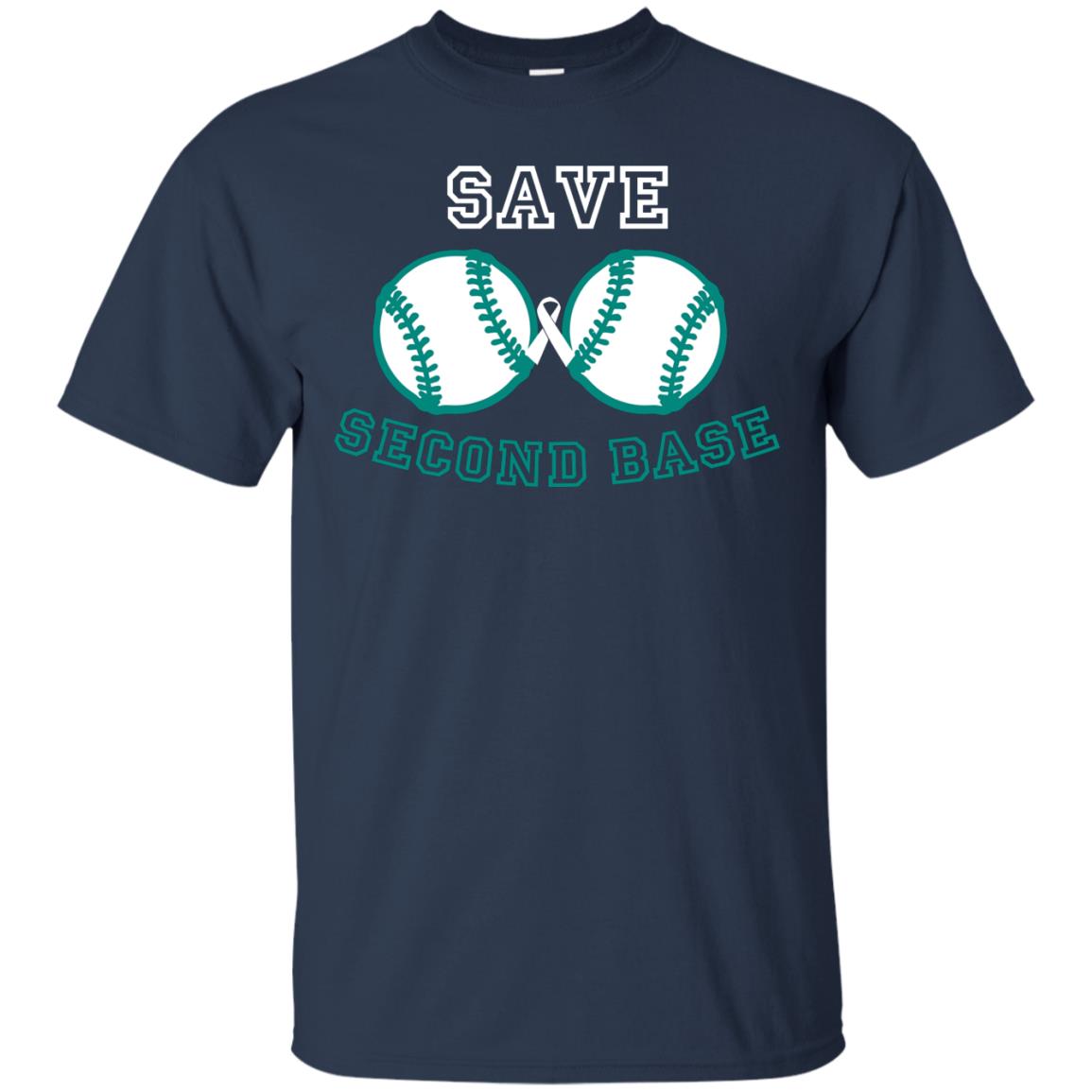 Save Second Base Breast Cancer T-shirt Navy