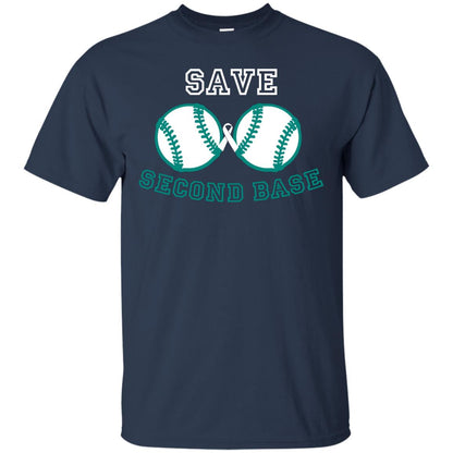 Save Second Base Breast Cancer T-shirt Navy