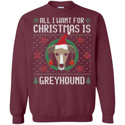 Chirstmas T-shirt All I Want For Christmas Is Greyhound Maroon