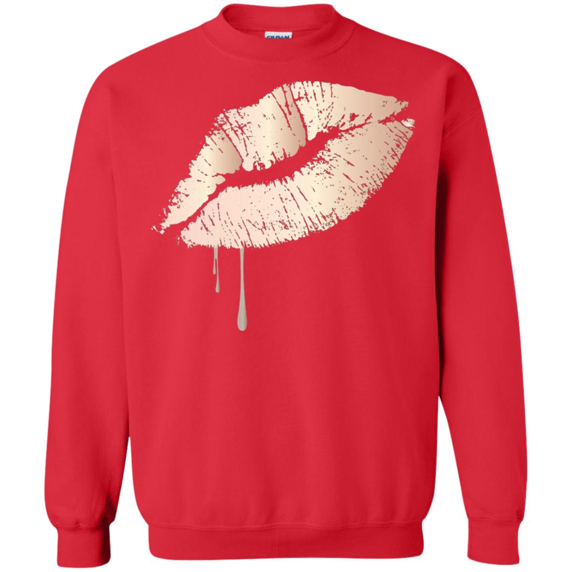 Rose Gold Dripping Lips T-shirt Red