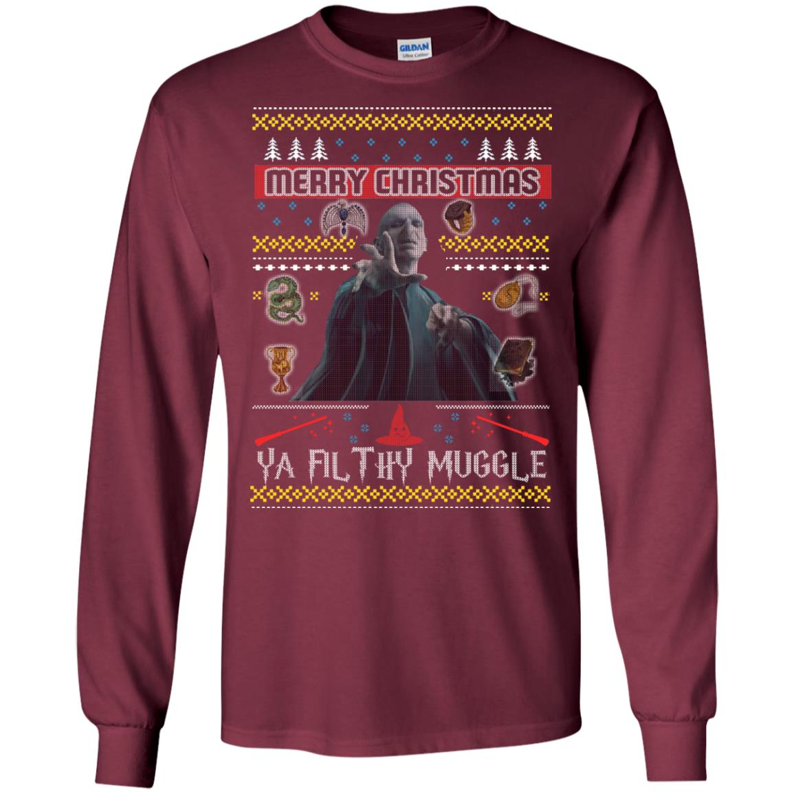 Merry Christmas Ya Filthy Muggle Harry Potter Fan T-shirtG240 Gildan LS Ultra Cotton T-Shirt