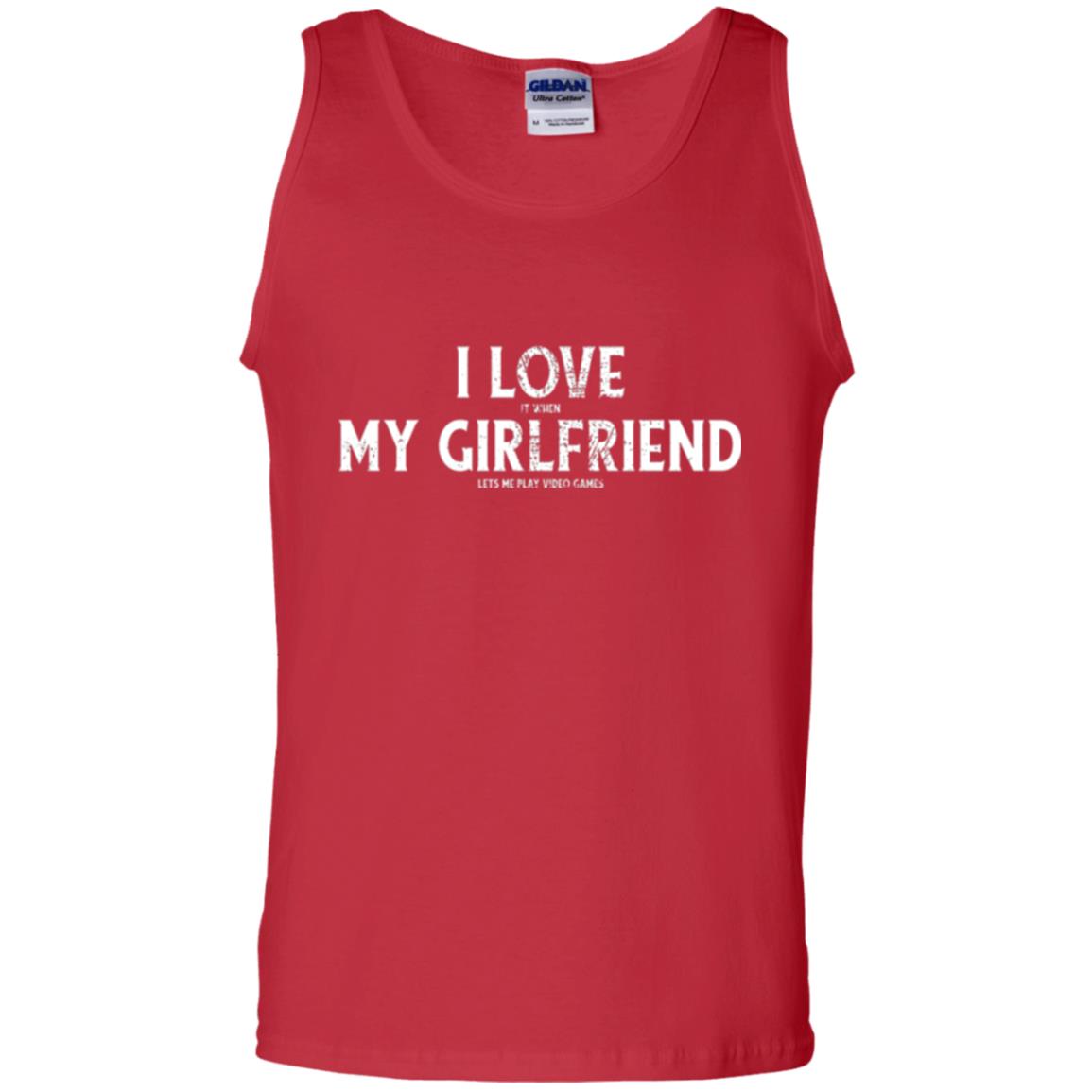 Funny Gamer T-shirt I Love My Girlfriend Lets Me Play Video Games Red