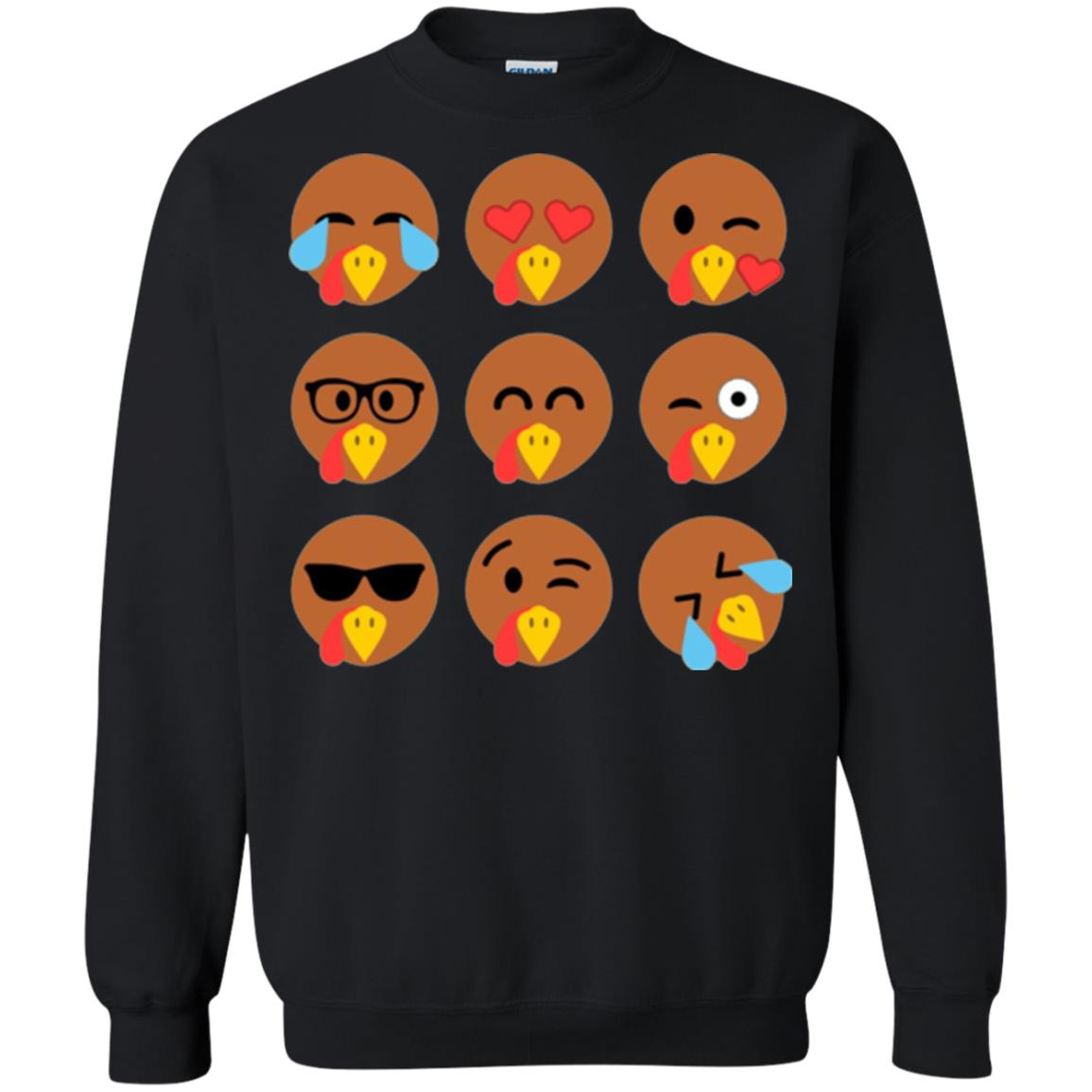 Thanksgiving T-shirt Turkey Emojis Black