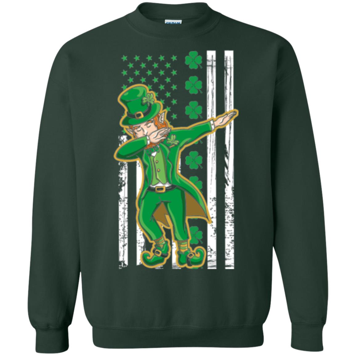 Dabbing Leprechaun St. Patrick's Day T-shirt Forest Green