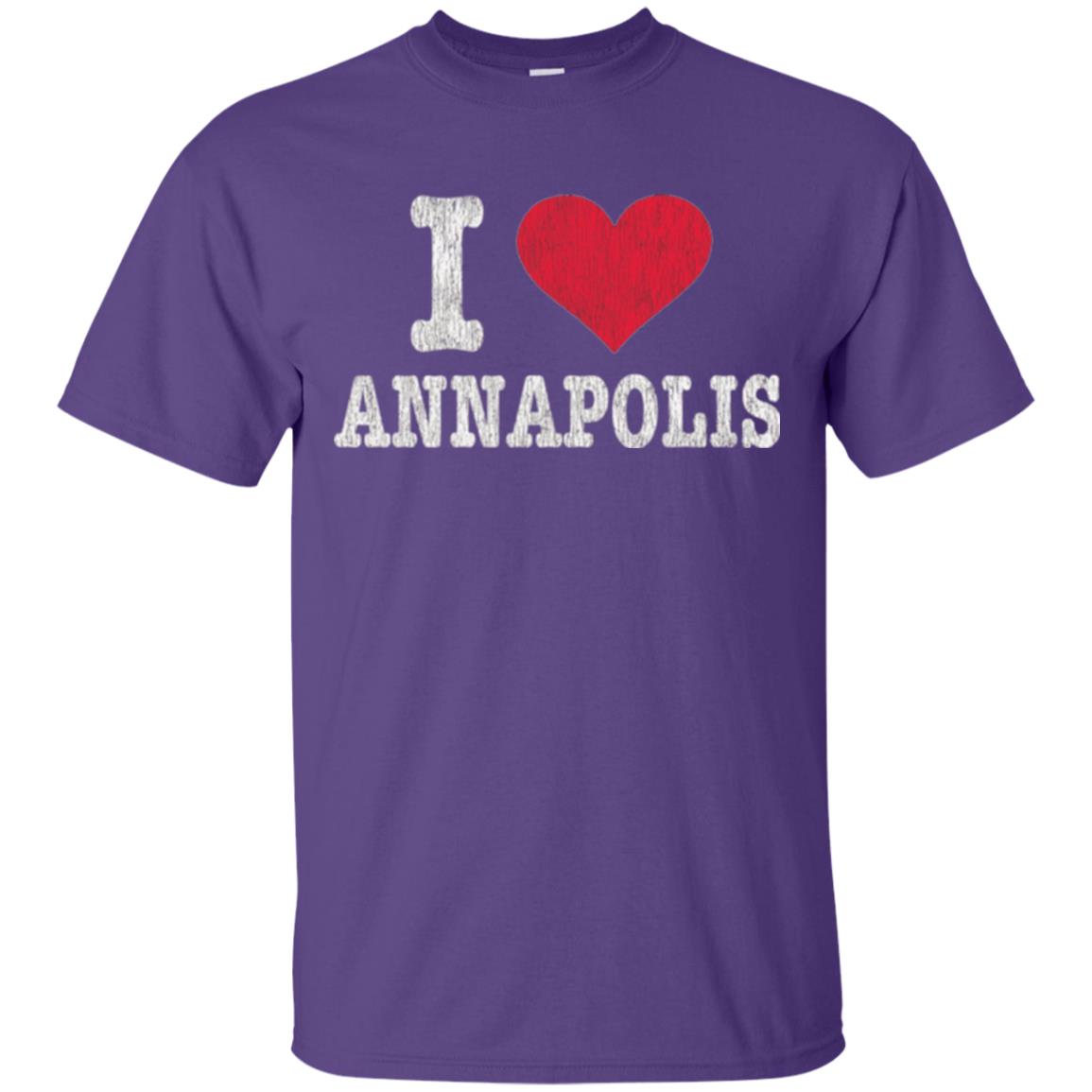 Distressed Retro I Love Annapolis T-shirt Purple