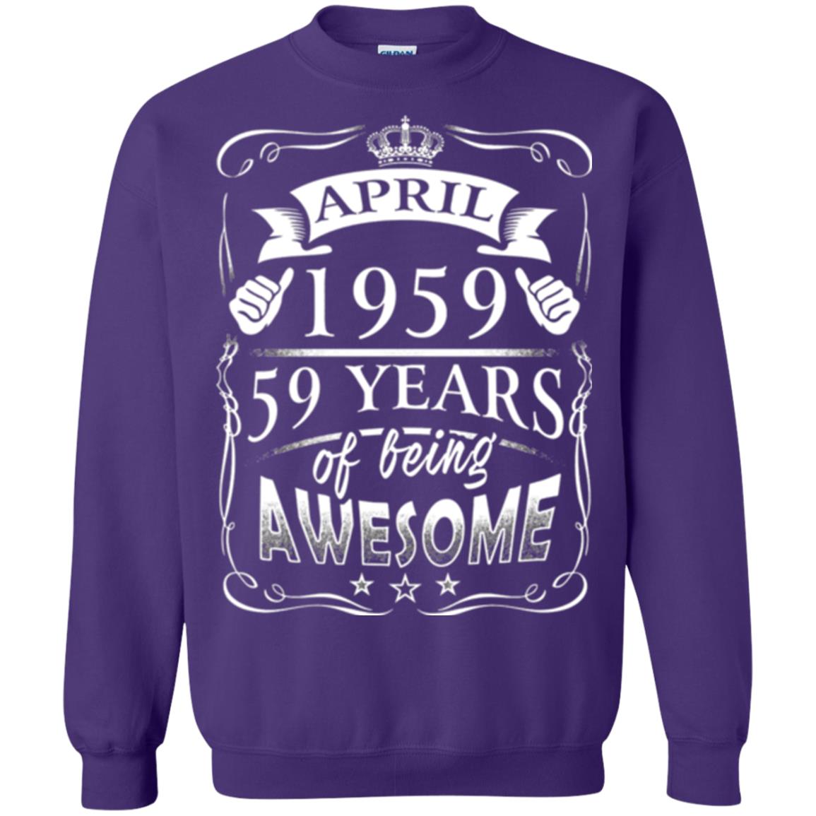 59th Birthday T-shirt April 1959 59 Years Of Being Awesome Purple