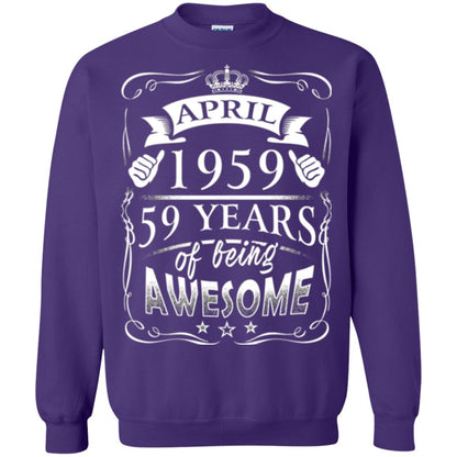 59th Birthday T-shirt April 1959 59 Years Of Being Awesome Purple