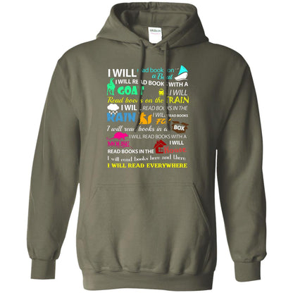 I Will Read Books On A Boat Bookworm T-shirt Military Green