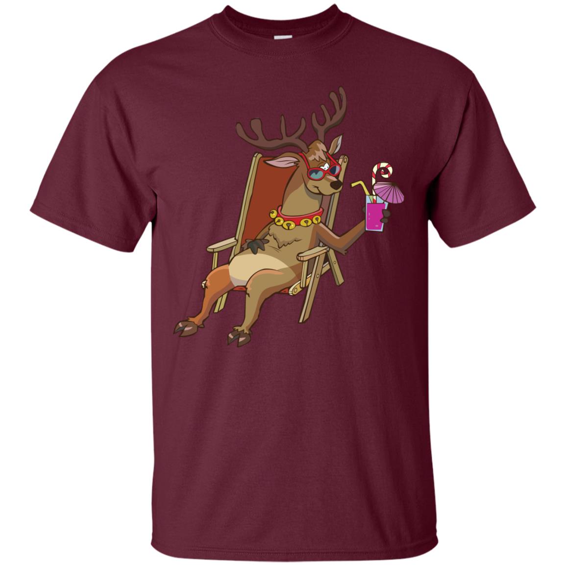 Reindeer With Sunglasses Celebrate Xmas In July Shirt Maroon