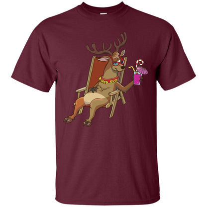 Reindeer With Sunglasses Celebrate Xmas In July Shirt Maroon