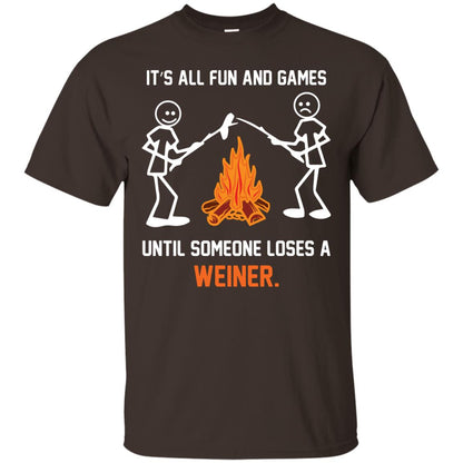 Camper T-shirt It’s All Fun And Games Until Someone Loses A Weiner Dark Chocolate