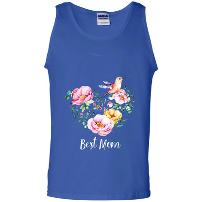Best Mom Hummingbird Flower Heart Mommy Shirt Royal