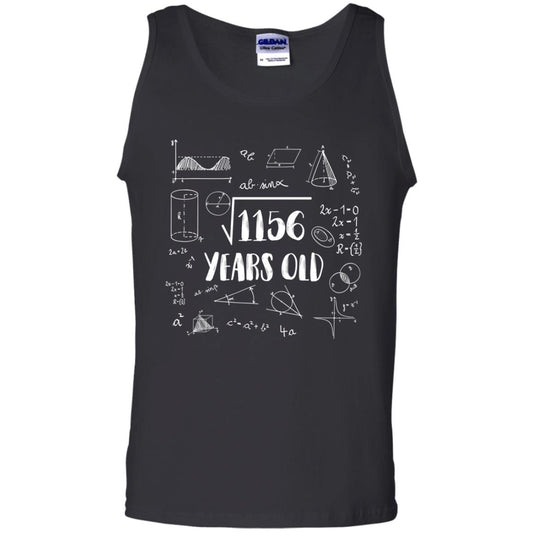 Square Root Of 1156 34th Birthday 34 Years Old Math T-shirt Black