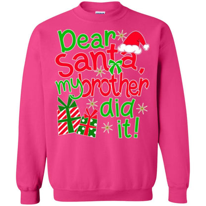 Family Christmas T-shirt Dear Santa My Brother Did It Heliconia
