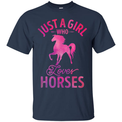 Just A Girl Who Loves Horses T-shirt Watercolor Horse Navy