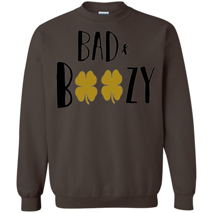 Bad And Boozy Funny Saint Patrick Day Drinking T-shirt Dark Chocolate