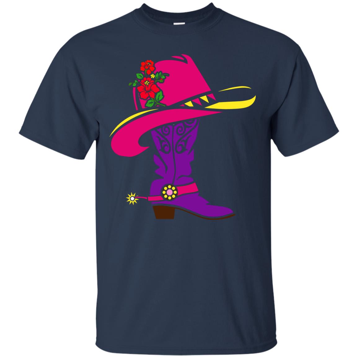 Cowgirl Boots With Hat T-shirt Navy