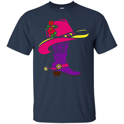 Cowgirl Boots With Hat T-shirt Navy