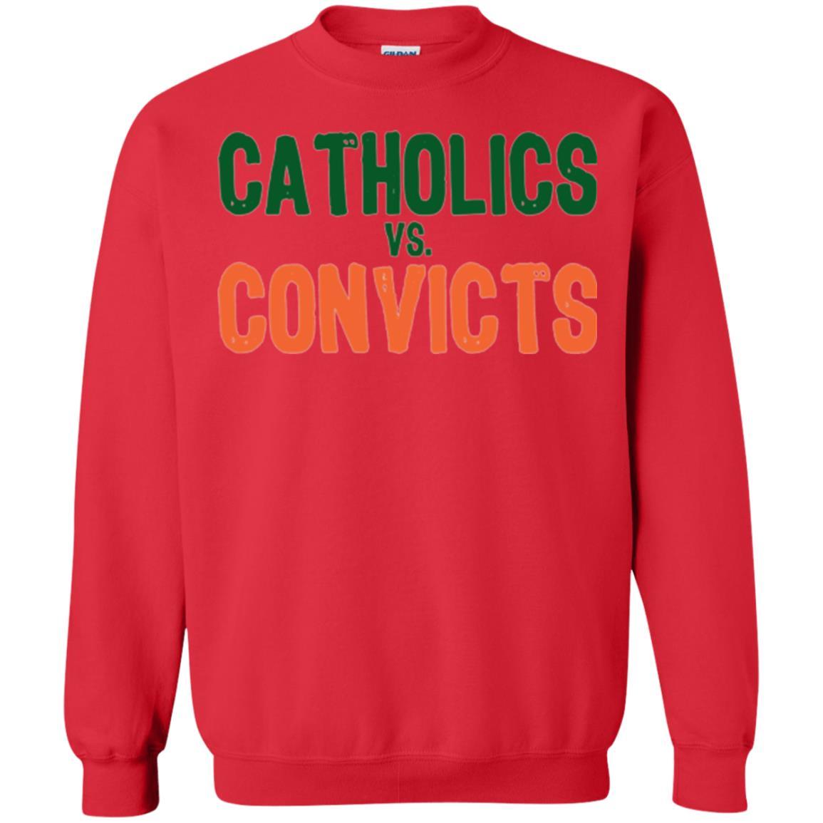 Football T-shirt Distressed Catholics Vs. Convicts 1988 Classic Red