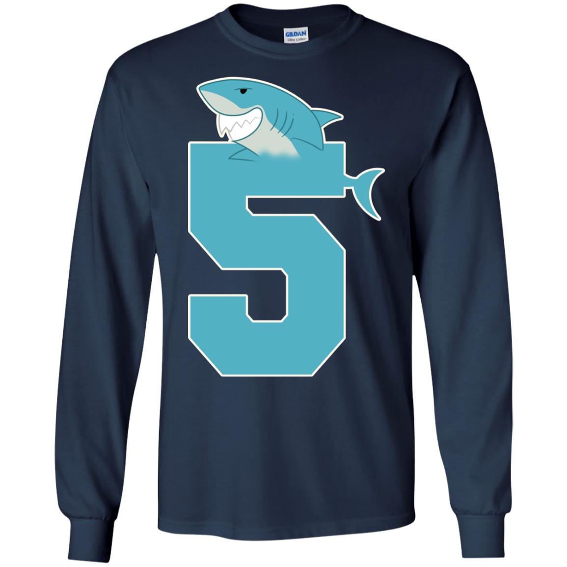 5th Birthday Shark Party Shirt Navy