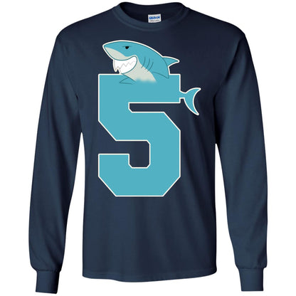 5th Birthday Shark Party Shirt Navy