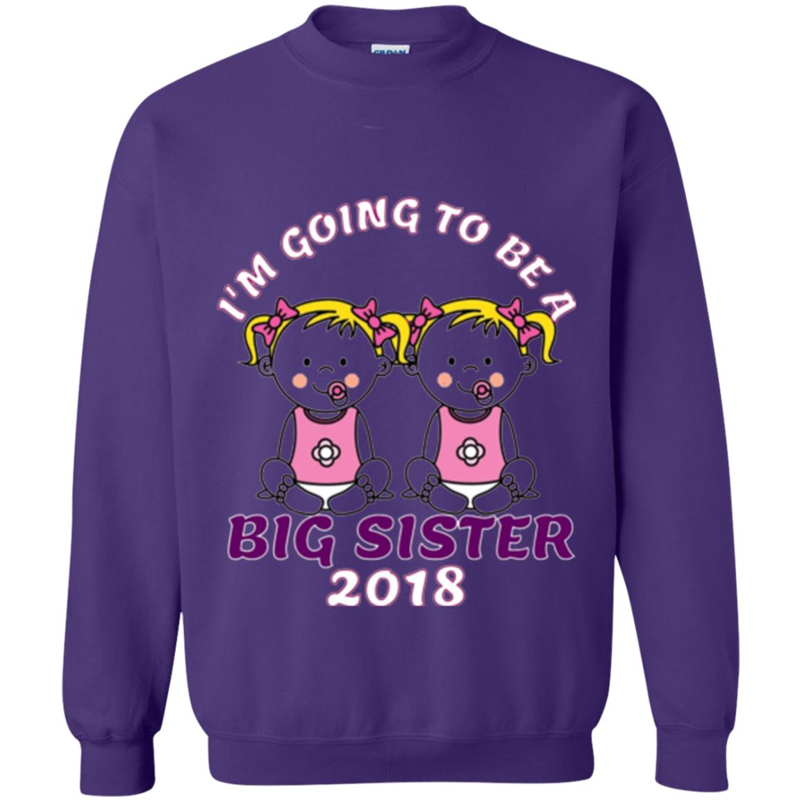 Family T-shirt I_m Going To Be A Big Sister Of Twins 2018 Purple