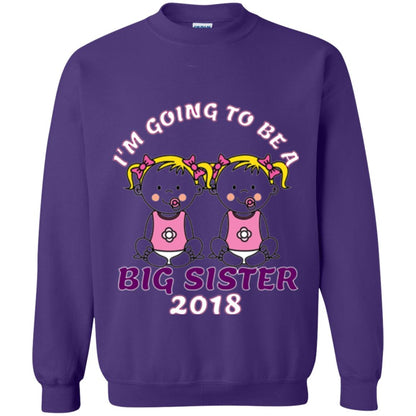 Family T-shirt I_m Going To Be A Big Sister Of Twins 2018 Purple