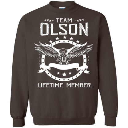 Family T-shirt Team Olson Lifetime Member Dark Chocolate