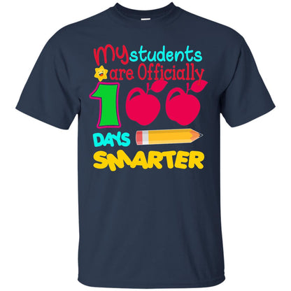 My Students Are Officially 100 Days Smarter Teachers T-shirt Navy