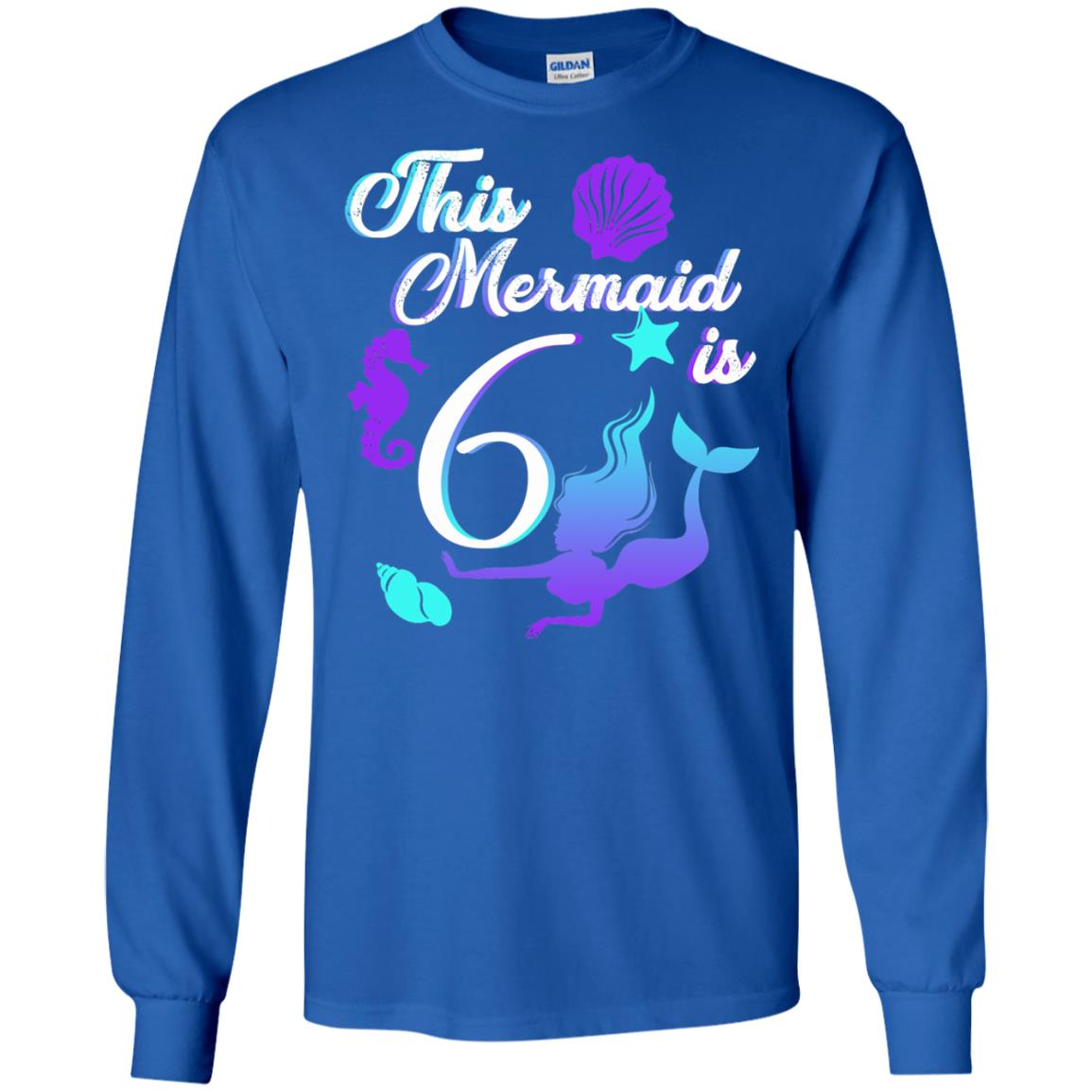 6th Birthday Shirt This Mermaid Is 6 Royal