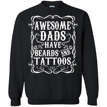 Awesome Dads Have Tattoos And Beards Funny Daddy T-shirt Black
