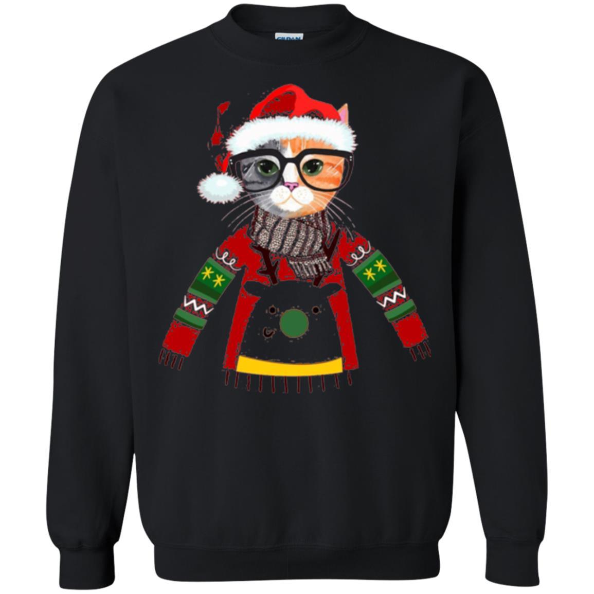 Christmas T-shirt Cat Lover Meowy Christmas T-shirt Black
