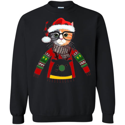 Christmas T-shirt Cat Lover Meowy Christmas T-shirt Black
