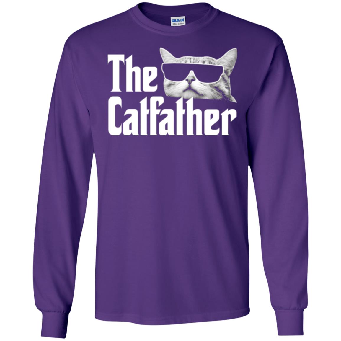 Funny Gift Shirt For Cat Daddy The Catfather T-shirt Purple