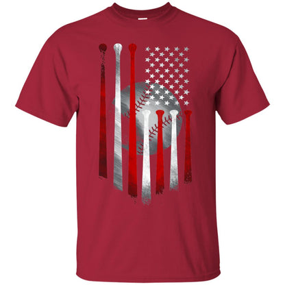 American Flag Baseball Flag Baseball Lover T-shirt Cardinal