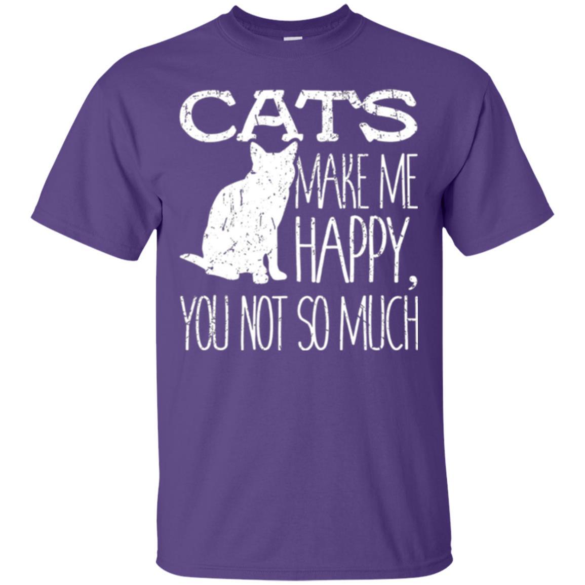 Cat Lover T-shirt Cats Make Me Happy You Not So Much Purple
