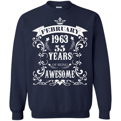 55th Birthday Shirt Awesome Born In February 1963 55 Years Of Being Awesome Navy