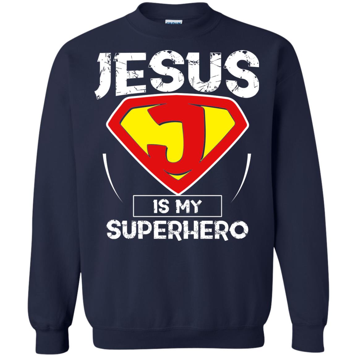 Jesus Is My Superhero Christian Movie Fan T-shirt Navy