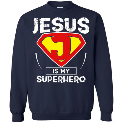 Jesus Is My Superhero Christian Movie Fan T-shirt Navy