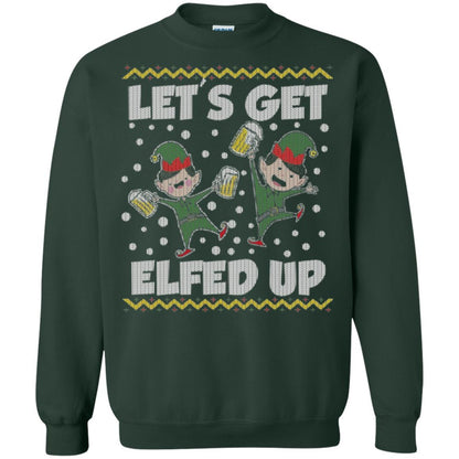 Christmas T-shirt Let's Get Elfed Up Forest Green