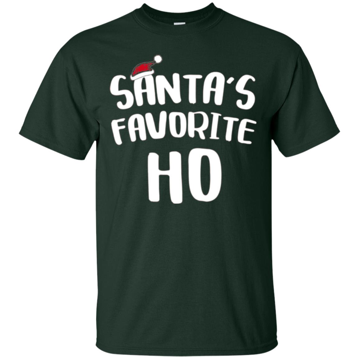 Christmas T-shirt Santa_s Favorite Ho Forest Green
