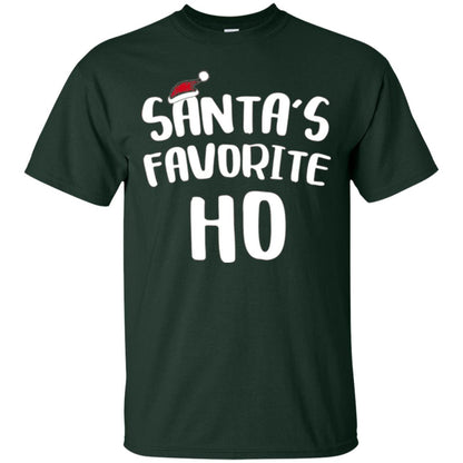 Christmas T-shirt Santa_s Favorite Ho Forest Green