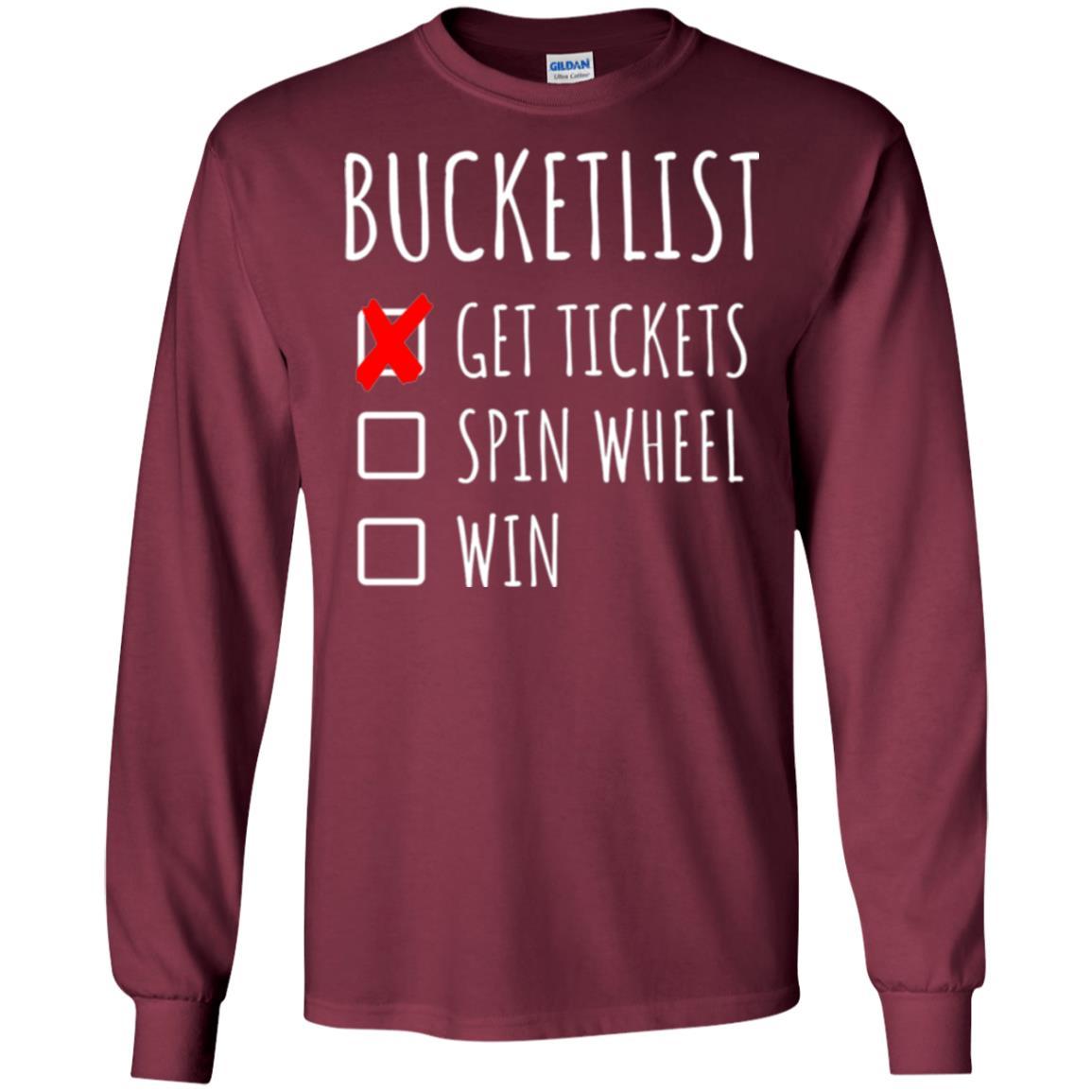 Game Show T-shirt Bucket List Spin Wheel Win Maroon