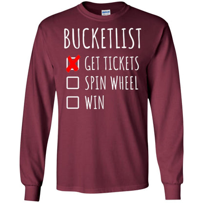 Game Show T-shirt Bucket List Spin Wheel Win Maroon