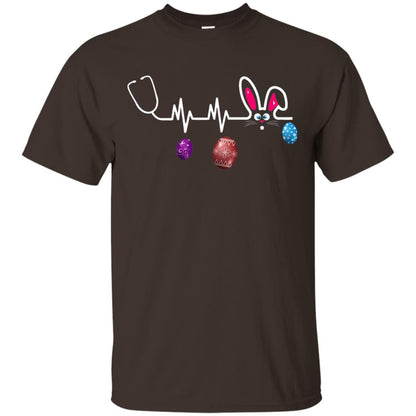 Heartbeat Nurse Doctor Easter Bunny Shirt Dark Chocolate