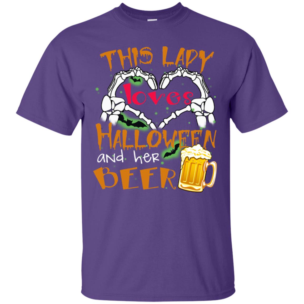 This Girl Loves Halloween And Her Beer Funny Halloween Shirt For Beer Lovers Purple