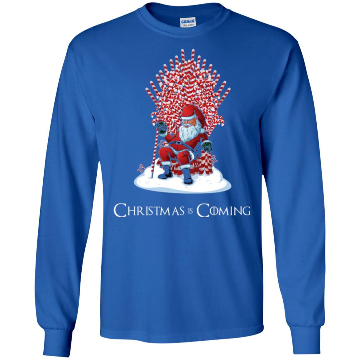 Christmas T-shirt Santa Candy Cane Throne Royal