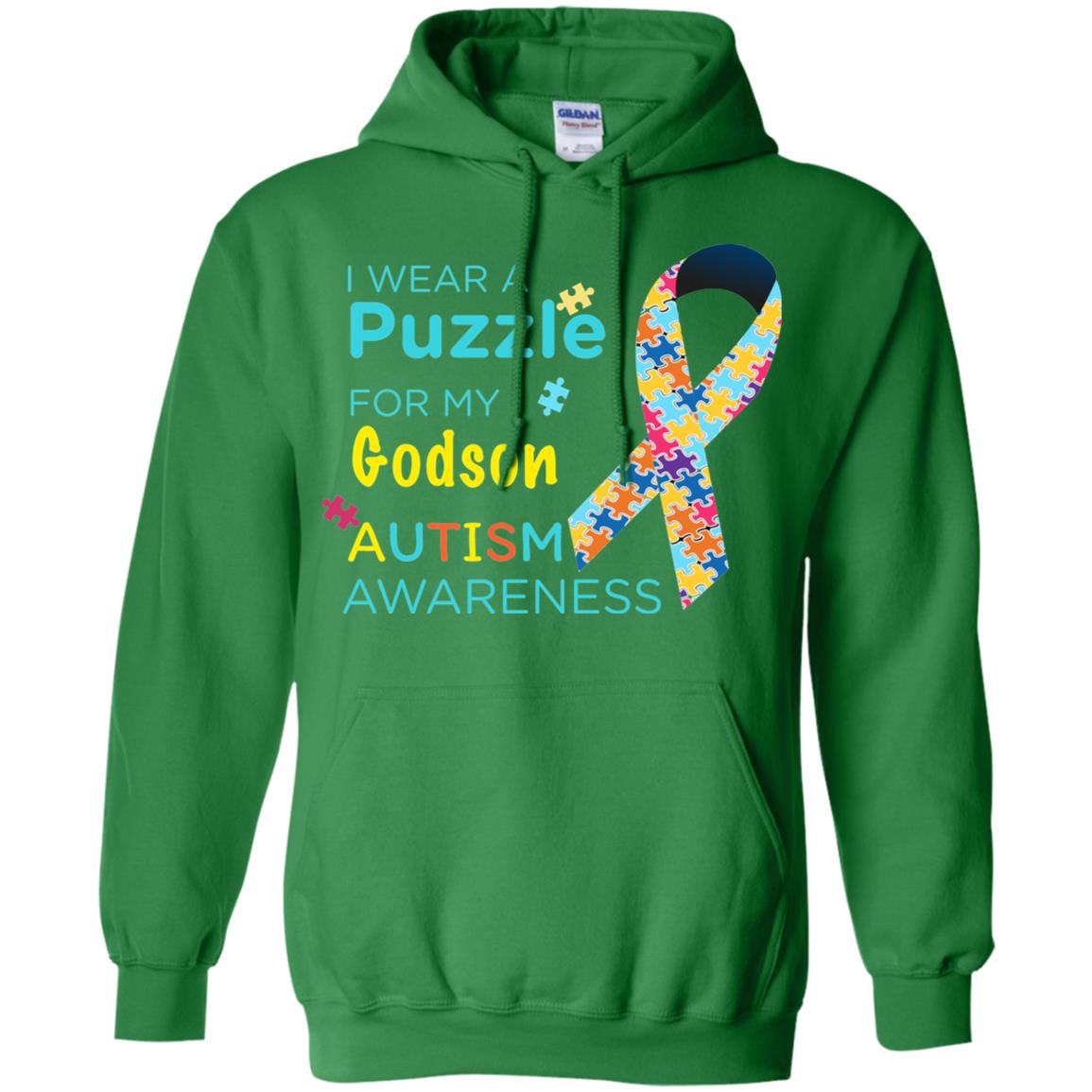 I Wear Puzzle For My Godson Autism Awareness Shirt Irish Green