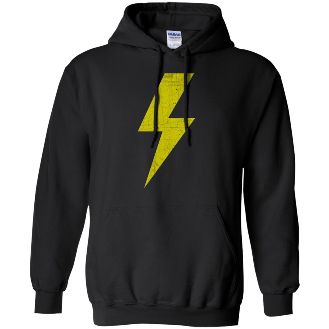 Retro Distressed Yellow Lighting Bolt T Shirt Black
